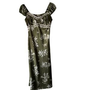 Inspired Hearts‎ Dress Milkmaid Y2k Medium Floral Maxi Cottagecore Puff Sleeve